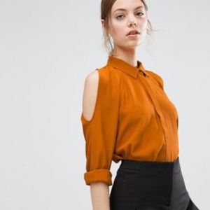 ASOS ColdShoulder Oversized Blouse w Batwing Sleev